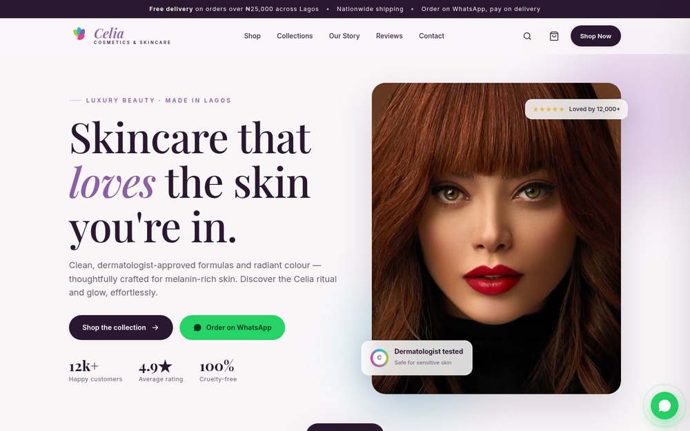 Celia Skincare website